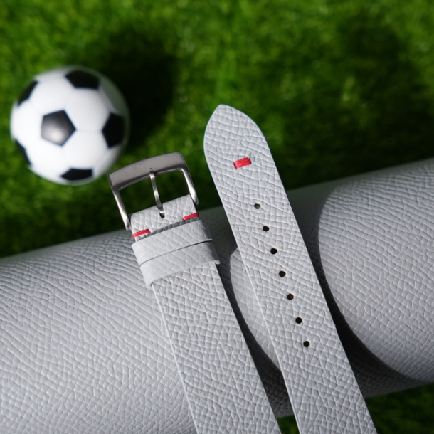 Light Grey Epsom Leather Spain Flag Watch Strap