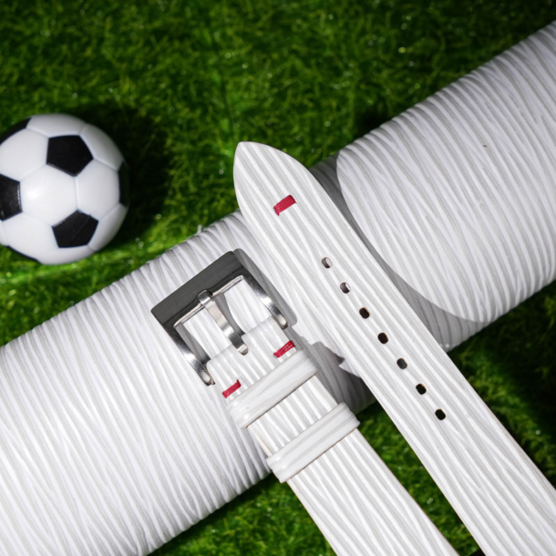 White Calfskin Leather Italy Flag Watch Strap