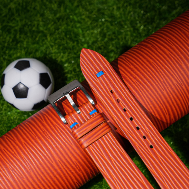 Orange Calfskin Leather Ukraine Flag Watch Strap