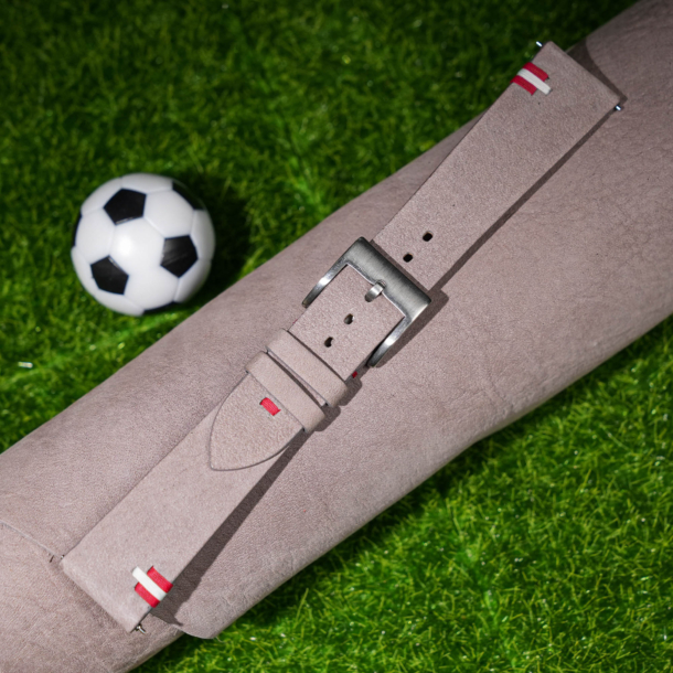 Pastel Nude Nubuck Leather Austria Flag Watch Strap