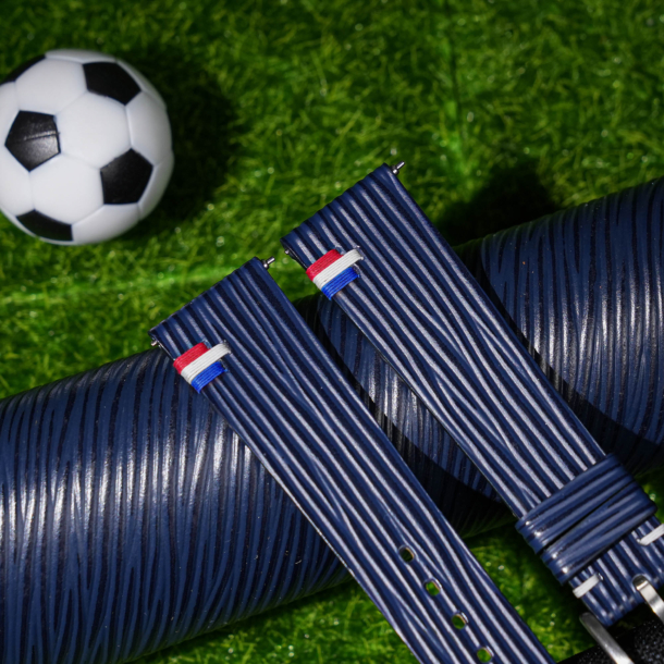 Navy Calfskin Leather Netherlands Flag Watch Strap