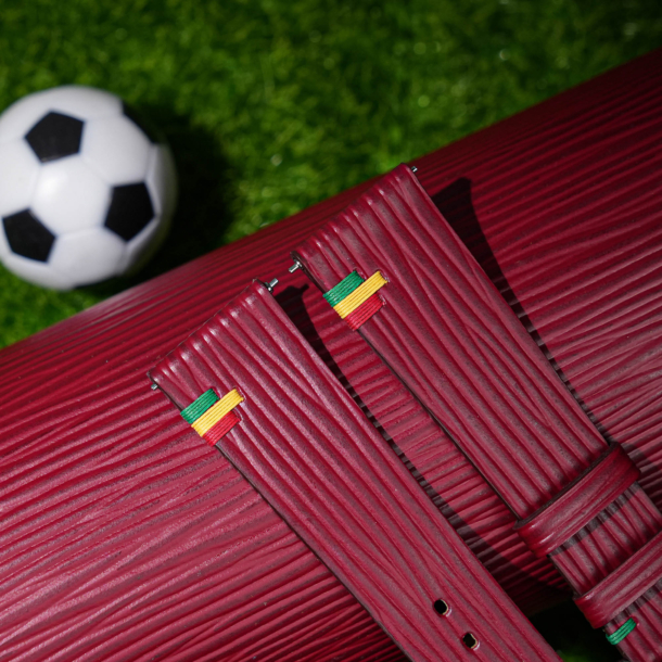Red Calfskin Leather Portugal Flag Watch Strap