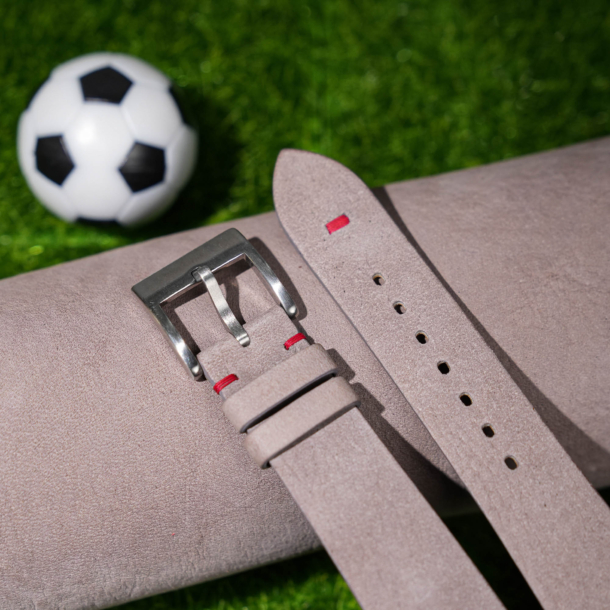 Pastel Nude Nubuck Leather Austria Flag Watch Strap