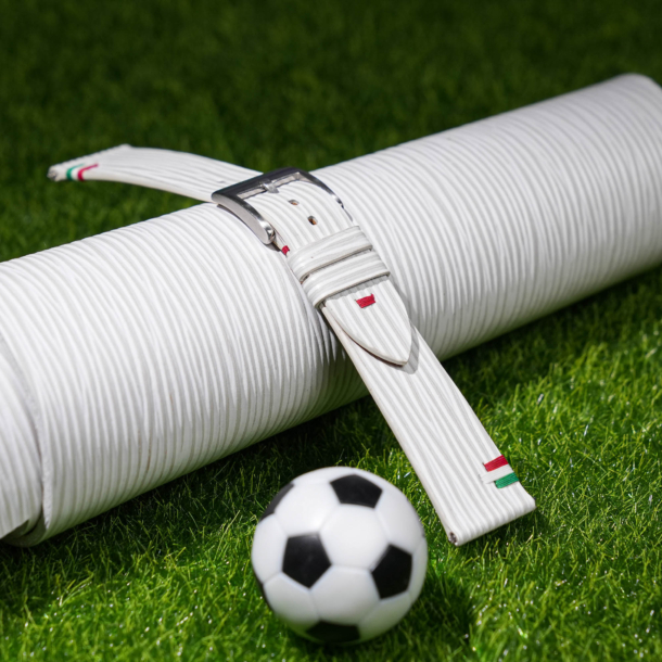White Calfskin Leather Italy Flag Watch Strap
