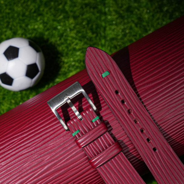 Red Calfskin Leather Portugal Flag Watch Strap