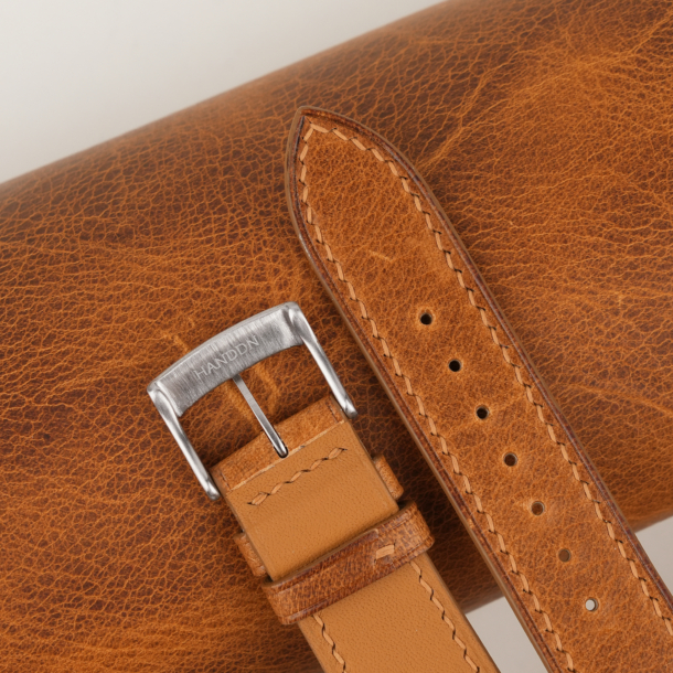 Golden Brown Badalassi Carlo Waxed Leather Watch Strap