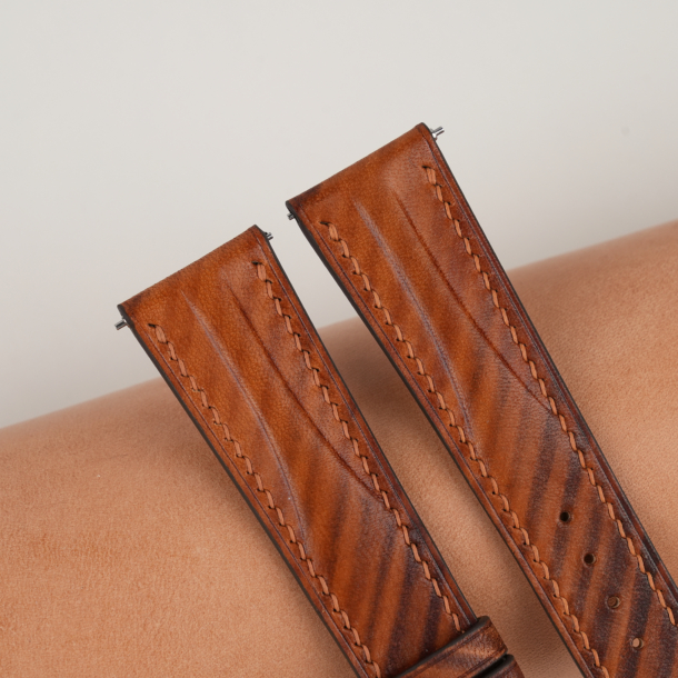 Patina Brown Slash Vachetta Leather Watch Strap