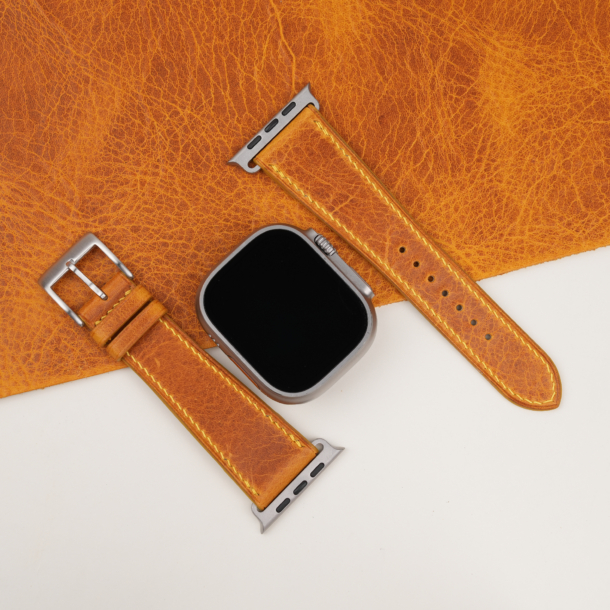 Whiskey Waxed Badalassi Carlo Leather Apple Watch Ultra Band 3 Whiskey Waxed Badalassi Carlo Leather Apple Watch Ultra Band