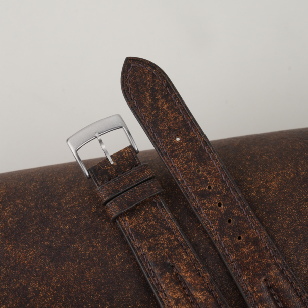 Double Padded Tawny Brown Habana Leather Watch Strap