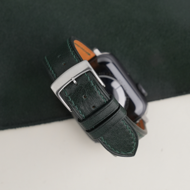 Dark Green Box Calf Leather Apple Watch Band