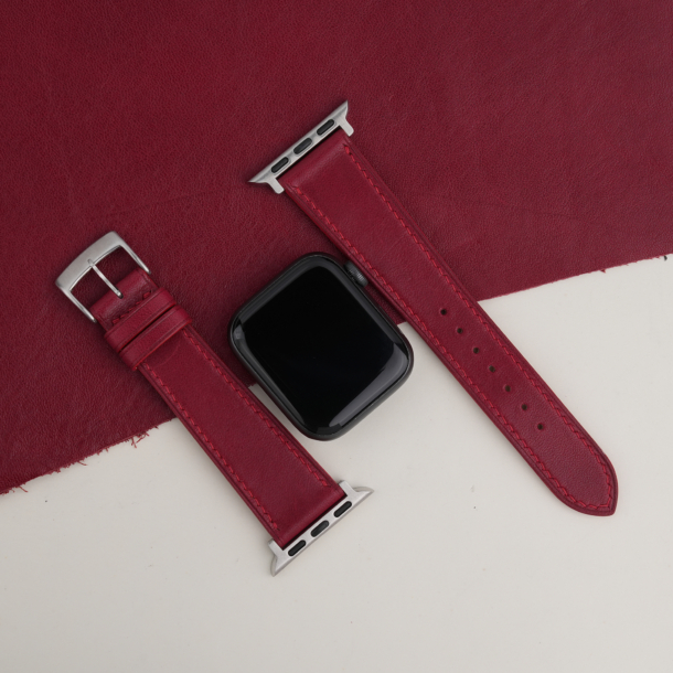 Bordeaux Box Calf Leather Apple Watch Band