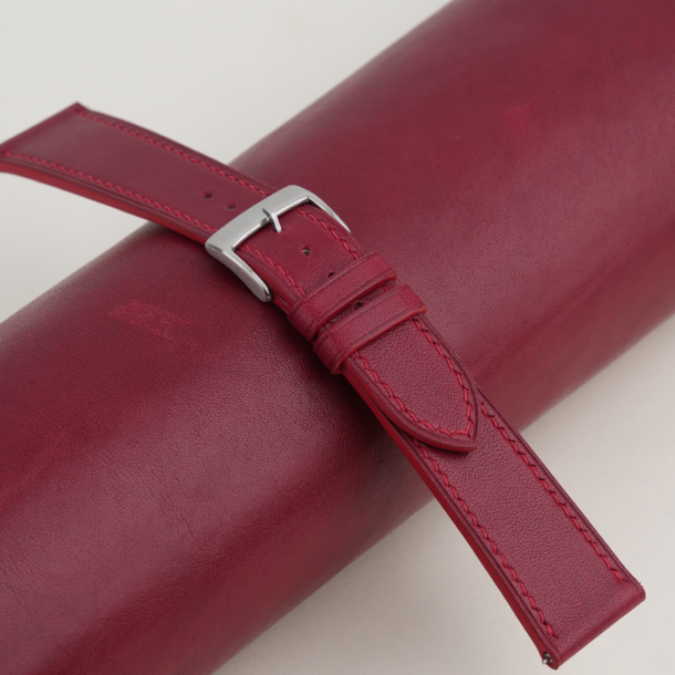 Box Calf Bordeaux Leather Watch Strap