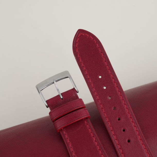 Box Calf Bordeaux Leather Watch Strap