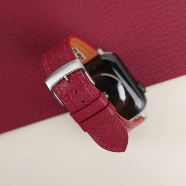 Red Alran Chevre Sully Leather Apple Watch Band