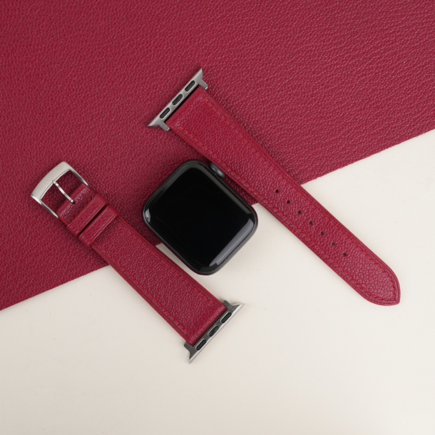 Red Alran Chevre Sully Leather Apple Watch Band