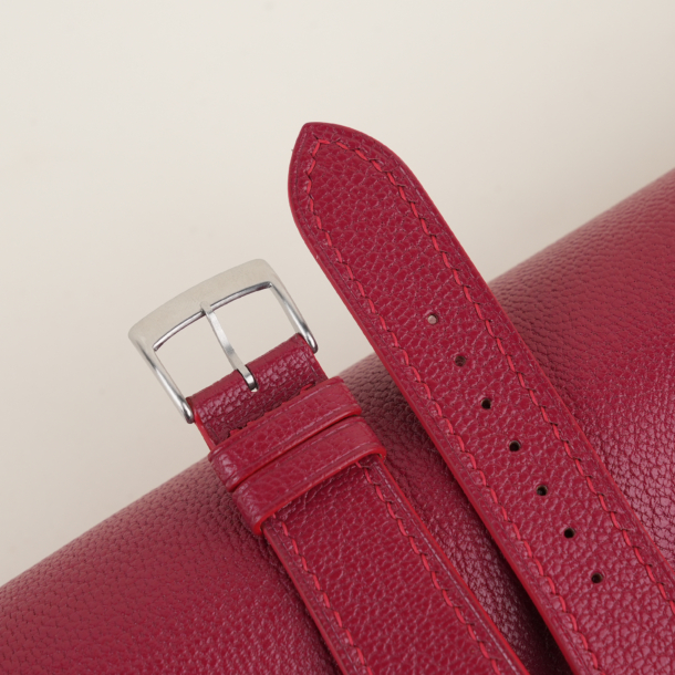 Red Alran Chevre Leather Watch Strap