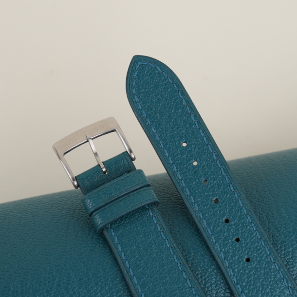 Aqua Blue Alran Chevre Leather Watch Strap