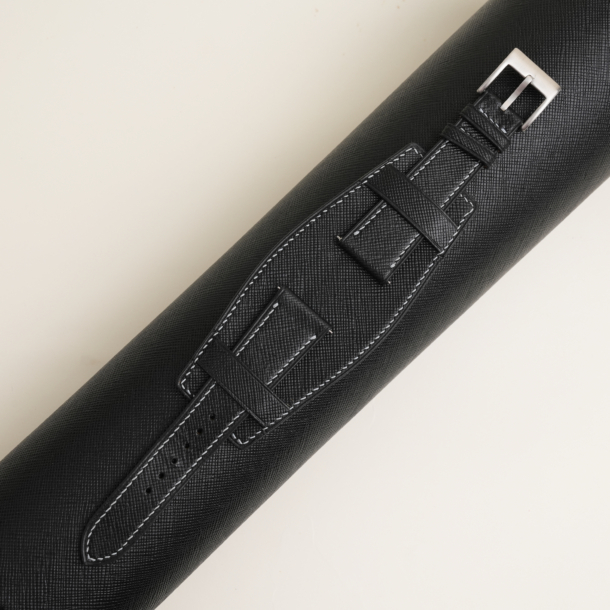 Black Saffiano Leather Bund Strap