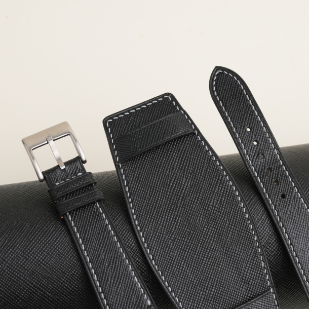 Black Saffiano Leather Bund Strap