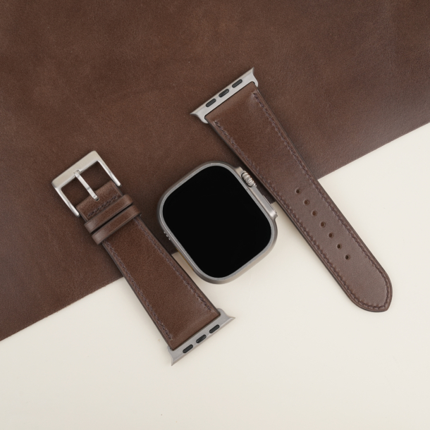 Umber Brown Box Calf Leather Apple Watch Ultra Band