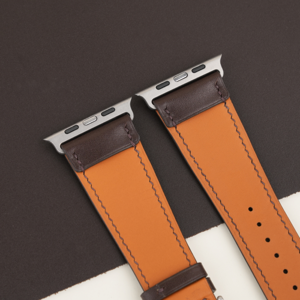 Dark Brown Box Calf Leather Apple Watch Ultra Band
