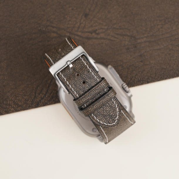 Brown Alran Fat Nat Chevre Leather Apple Watch Ultra Band