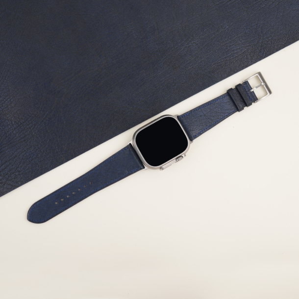 Navy Alran Fat Nat Chevre Leather Apple Watch Ultra Band 5 Navy Alran Fat Nat Chevre Leather Apple Watch Ultra Band