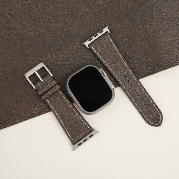 Brown Alran Fat Nat Chevre Leather Apple Watch Ultra Band
