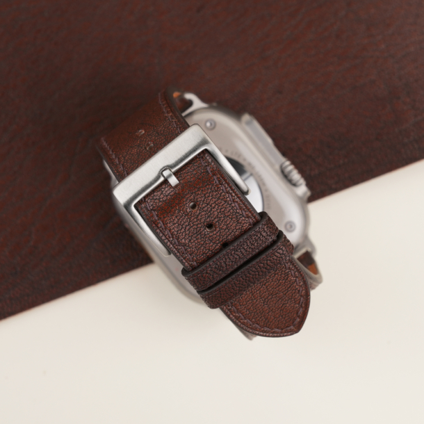 Dark Brown Alran Fat Nat Chevre Leather Apple Watch Ultra Band