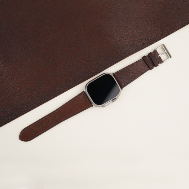 Dark Brown Alran Fat Nat Chevre Leather Apple Watch Ultra Band