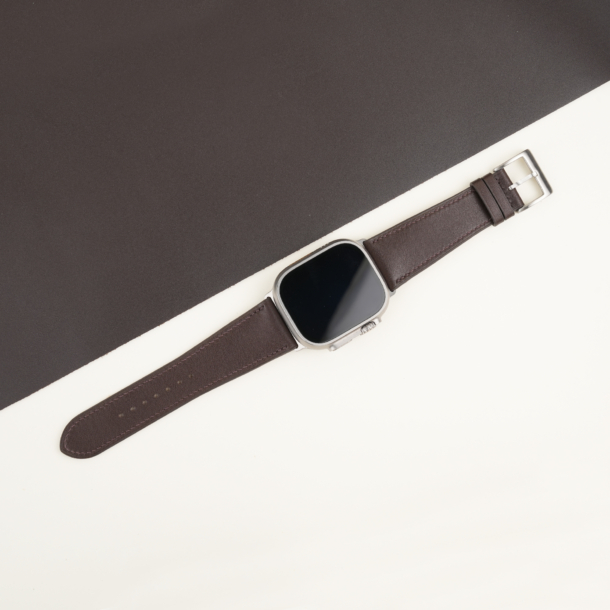 Dark Brown Box Calf Leather Apple Watch Ultra Band
