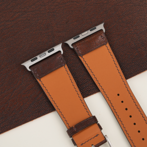 Dark Brown Alran Fat Nat Chevre Leather Apple Watch Ultra Band
