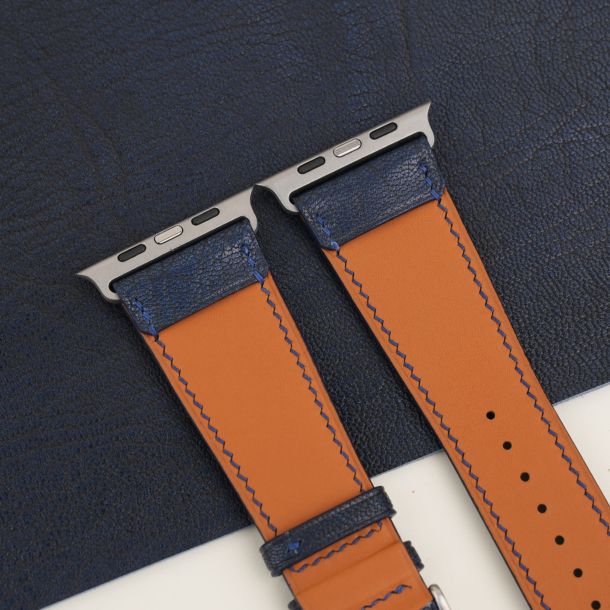 Navy Alran Fat Nat Chevre Leather Apple Watch Ultra Band 2 Navy Alran Fat Nat Chevre Leather Apple Watch Ultra Band