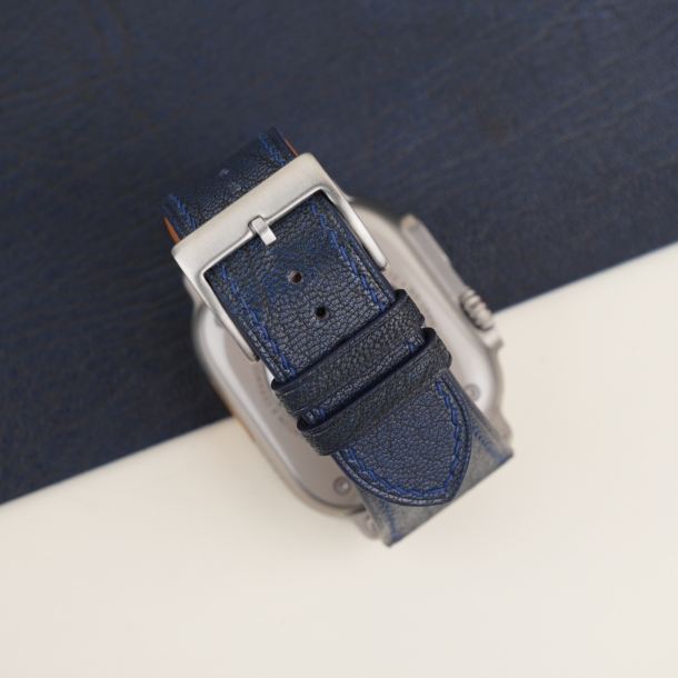 Navy Alran Fat Nat Chevre Leather Apple Watch Ultra Band 4 Navy Alran Fat Nat Chevre Leather Apple Watch Ultra Band
