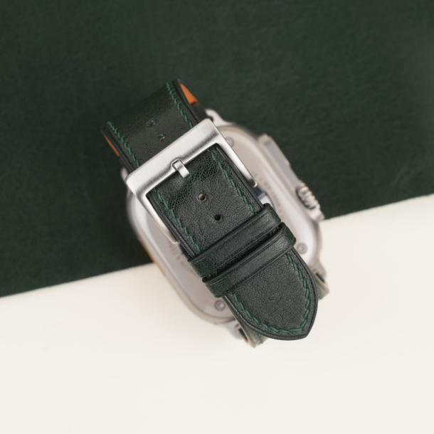 Dark Green Box Calf Leather Apple Watch Ultra Band