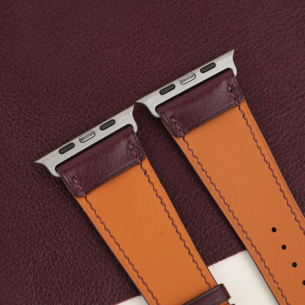 Dark Burgundy Box Calf Leather Apple Watch Ultra Band