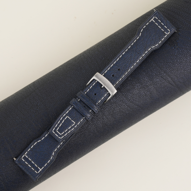 Pilot Navy Alran Fat Nat Chevre Goat Leather Watch Strap