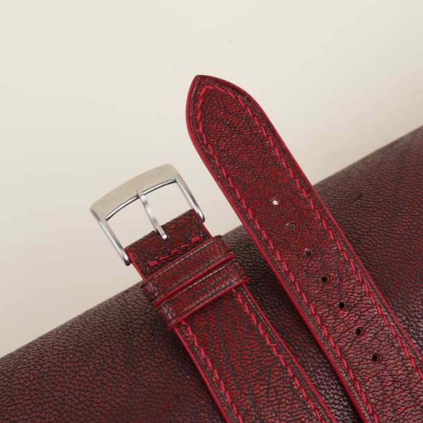 Alran Fat Nat Chevre Goat Red leather watch strap