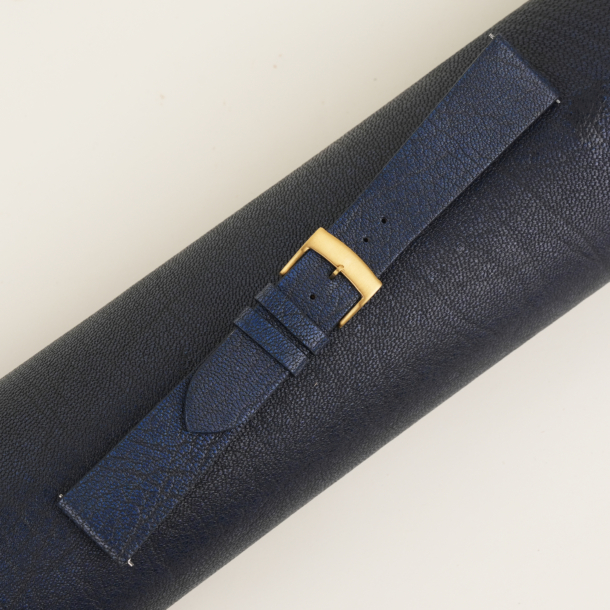 Vintage Navy Alran Fat Nat Cherve Goat Leather Watch Strap