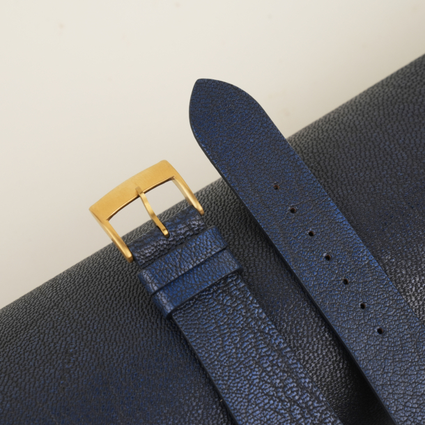 Vintage Navy Alran Fat Nat Cherve Goat Leather Watch Strap