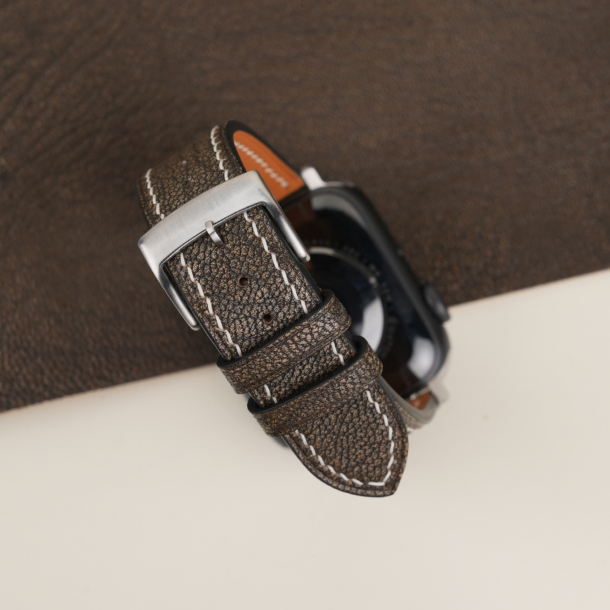 Brown Alran Fat Nat Chevre Goat Leather Apple Watch Band