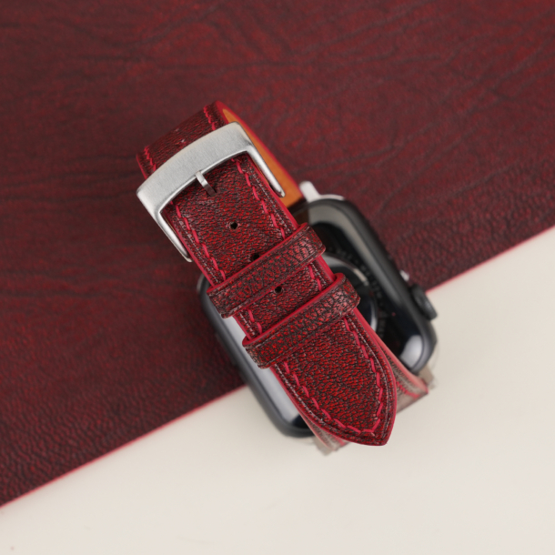 Red Alran Fat Nat Chevre Goat Leather Apple Watch Band
