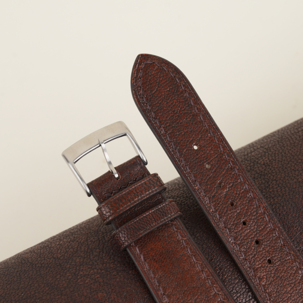 Alran Fat Nat Chevre Goat Dark Brown leather watch strap