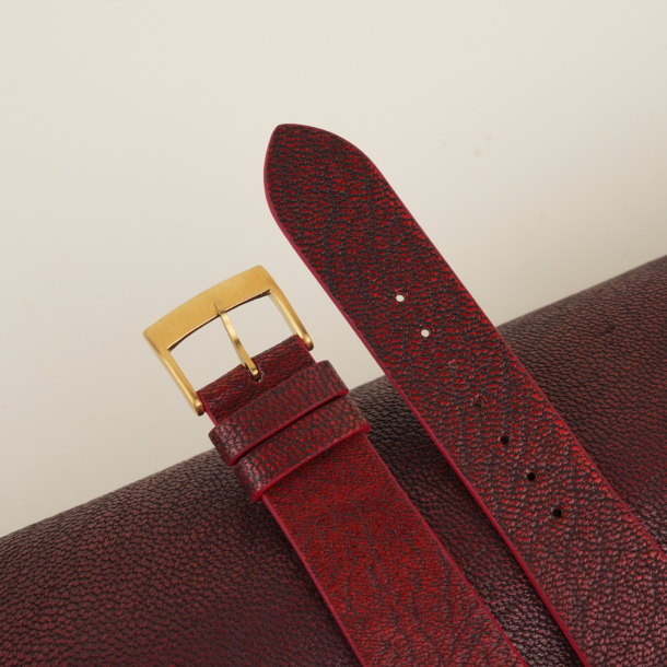 Vintage Red Alran Fat Nat Cherve Goat Leather Watch Strap