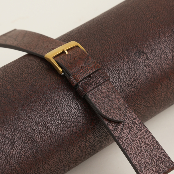 Vintage Dark Brown Alran Fat Nat Cherve Goat Leather Watch Strap