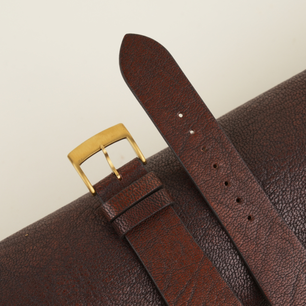 Vintage Dark Brown Alran Fat Nat Cherve Goat Leather Watch Strap