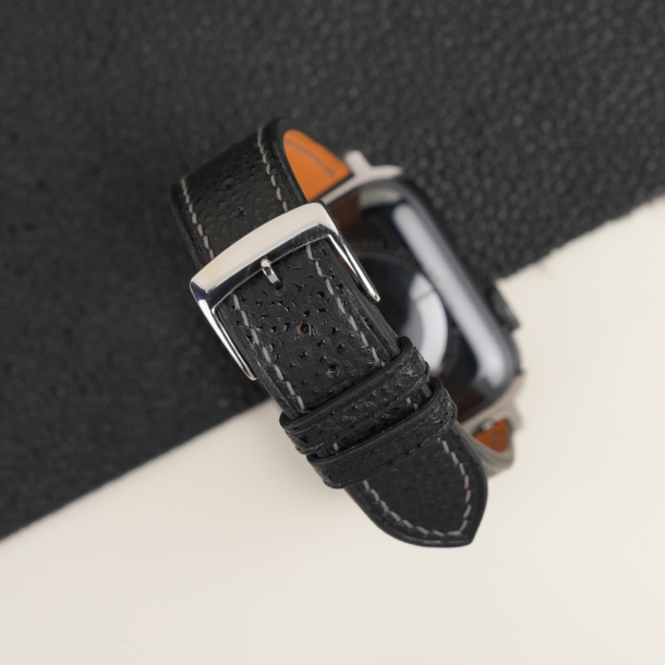 Black Diamond Leather Apple Watch Band