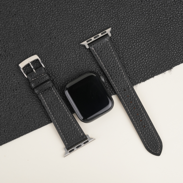 Black Diamond Leather Apple Watch Band