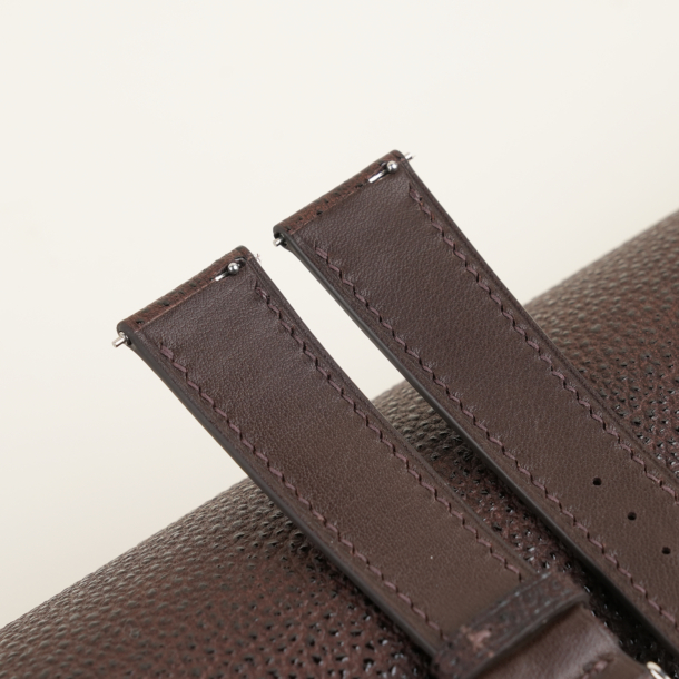 Padded Brown Black Diamond Wagyu Leather Watch Strap