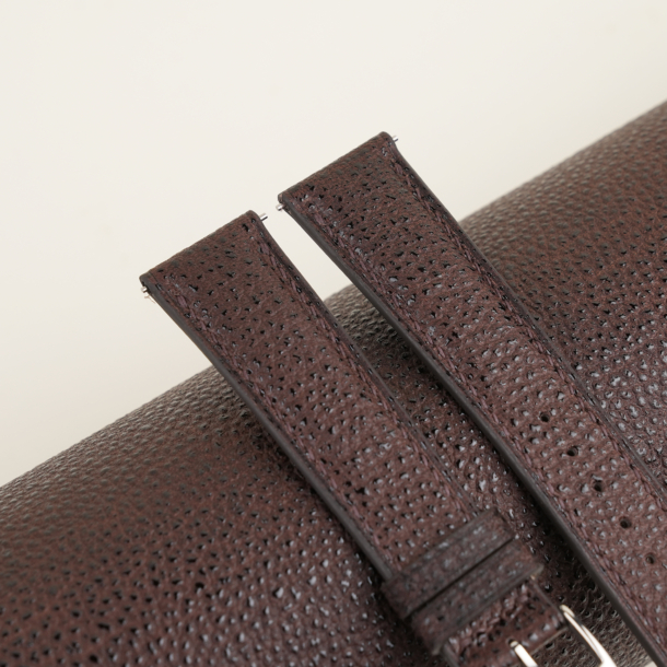 Padded Brown Black Diamond Wagyu Leather Watch Strap